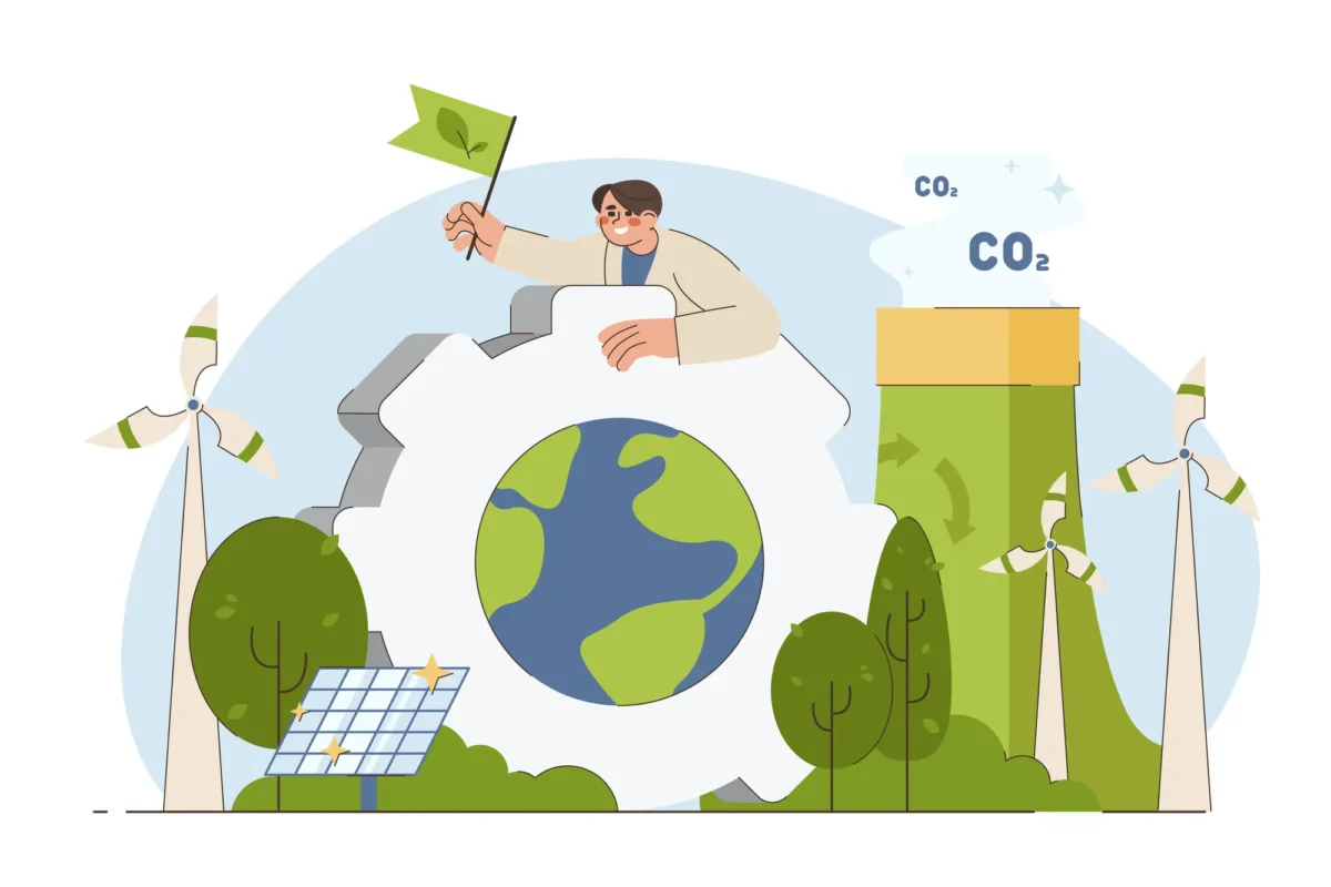 Illustrazione di una azienda sostenibile